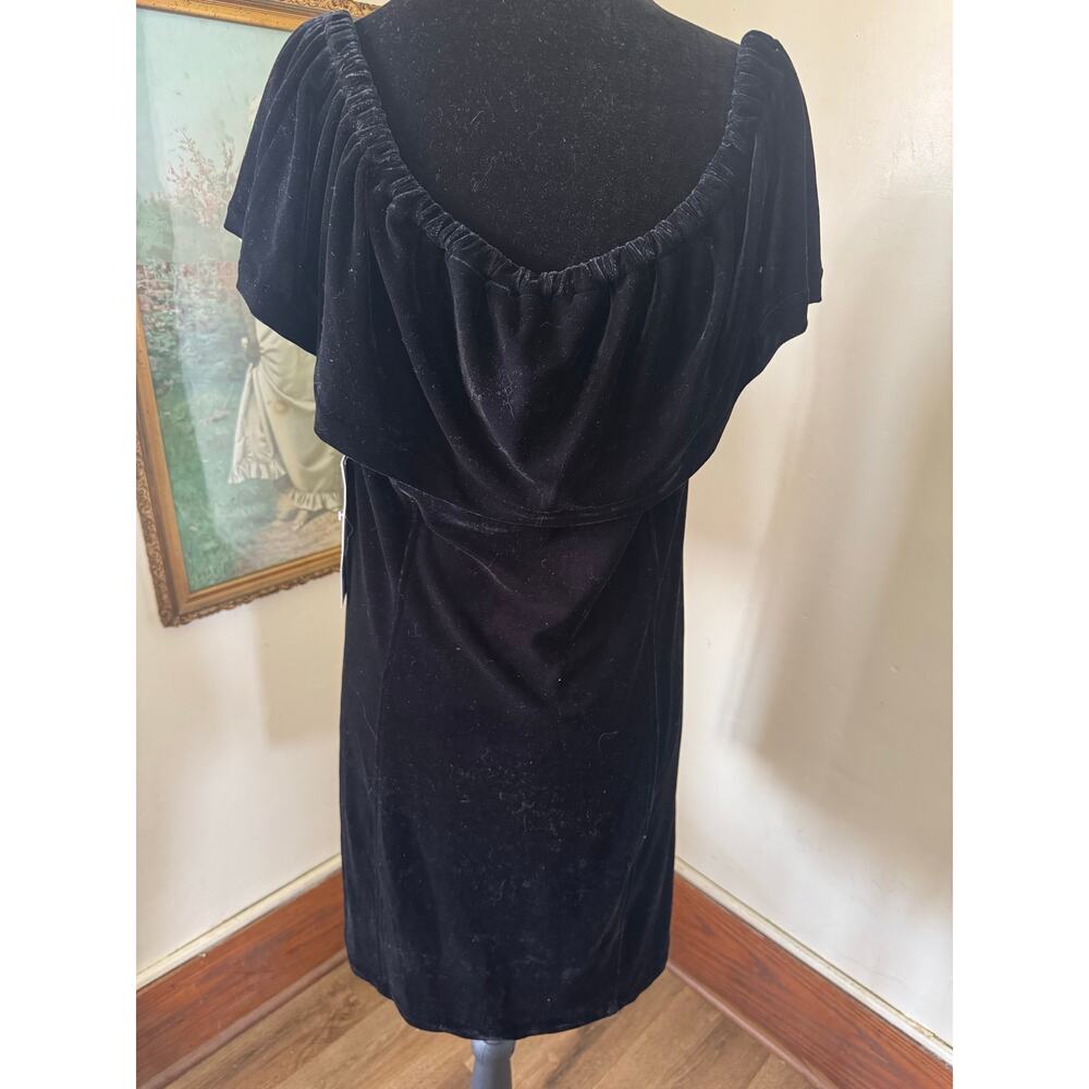 NWT Kensie Black Velvet Off Shoulder Dress Size Large Romantic Cocktail - Picture 2 of 8